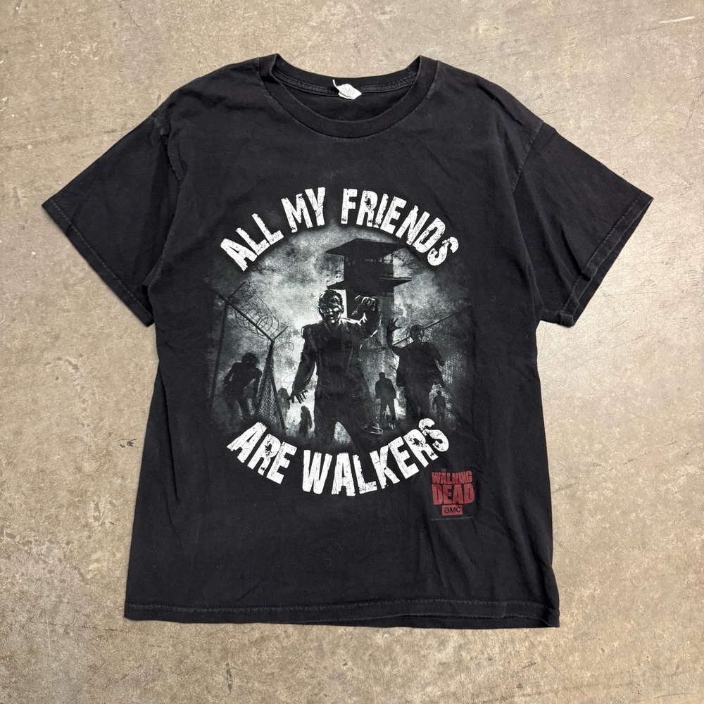 The Walking Dead AMC All My Friends Are Walkers Graphic T-Shirt Mens Black Large